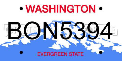 BON5394 Washington License Plate