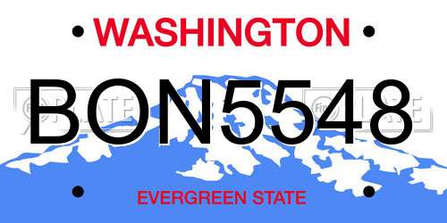 BON5548 Washington License Plate