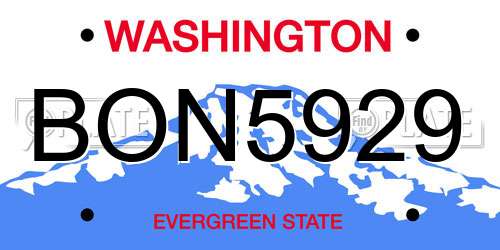 BON5929 Washington License Plate