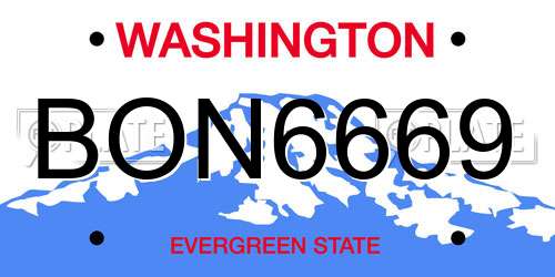 BON6669 Washington License Plate
