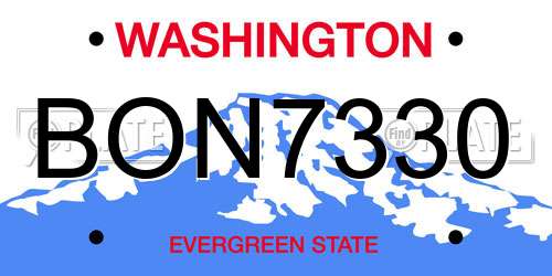 BON7330 Washington License Plate
