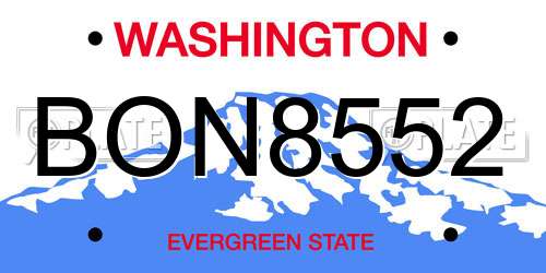 BON8552 Washington License Plate