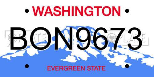 BON9673 Washington License Plate