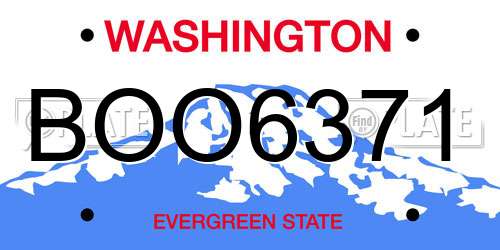 BOO6371 Washington License Plate