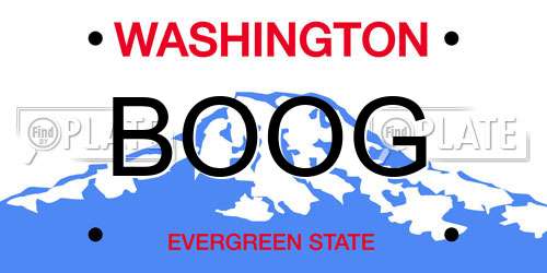 BOOG Washington License Plate