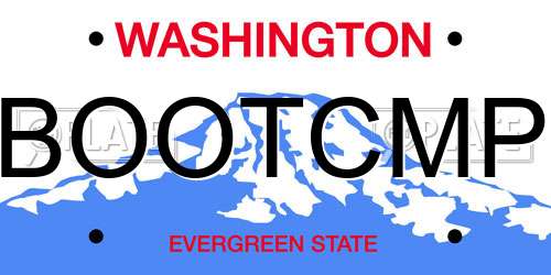 BOOTCMP Washington License Plate