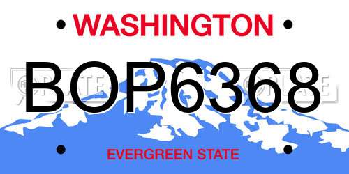 BOP6368 Washington License Plate