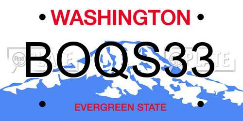 BOQS33 Washington License Plate