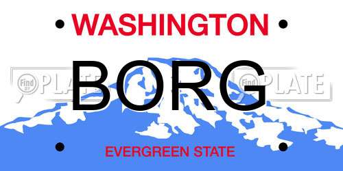 BORG Washington License Plate