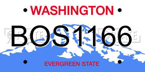 BOS1166 Washington License Plate