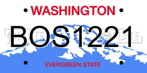 BOS1221 Washington License Plate