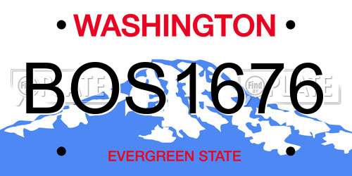 BOS1676 Washington License Plate
