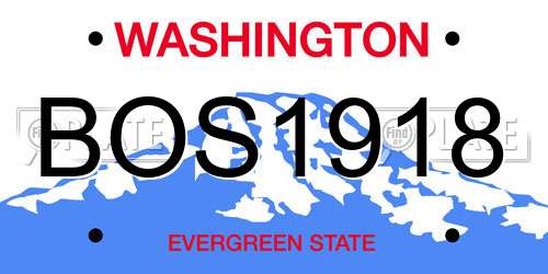 BOS1918 Washington License Plate