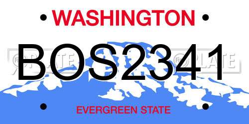BOS2341 Washington License Plate