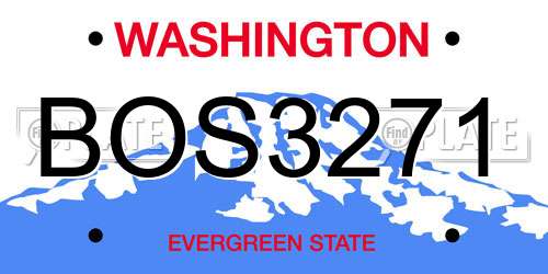 BOS3271 Washington License Plate