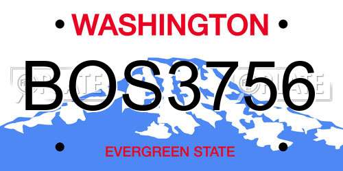 BOS3756 Washington License Plate