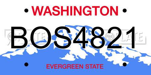 BOS4821 Washington License Plate