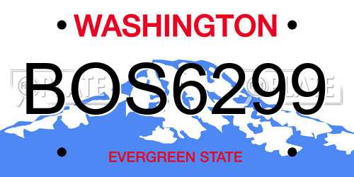 BOS6299 Washington License Plate
