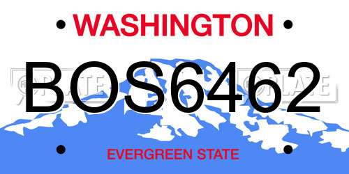 BOS6462 Washington License Plate