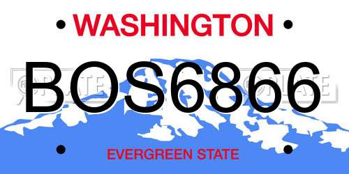 BOS6866 Washington License Plate
