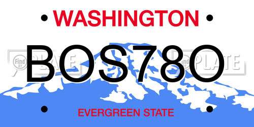 BOS78O Washington License Plate