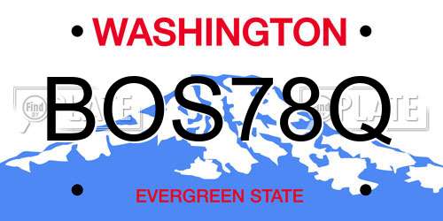 BOS78Q Washington License Plate