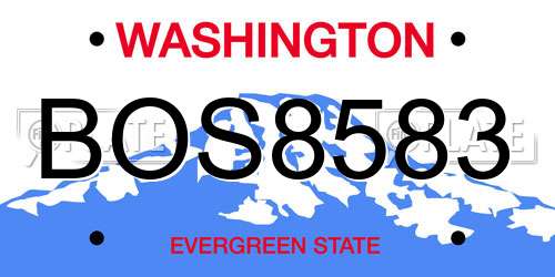 BOS8583 Washington License Plate