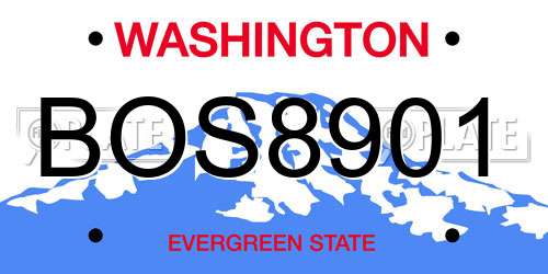BOS8901 Washington License Plate