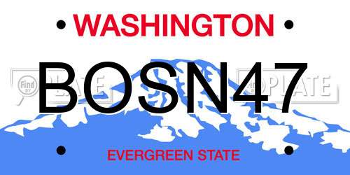 BOSN47 Washington License Plate