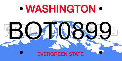 BOT0899 Washington License Plate
