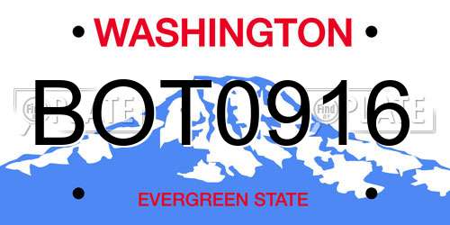 BOT0916 Washington License Plate