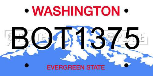 BOT1375 Washington License Plate