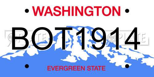 BOT1914 Washington License Plate