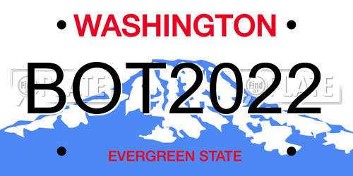 BOT2022 Washington License Plate