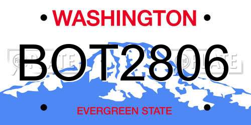 BOT2806 Washington License Plate