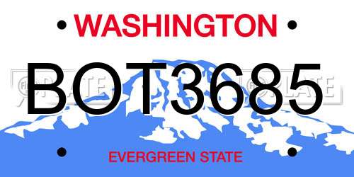 BOT3685 Washington License Plate
