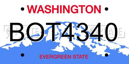 BOT4340 Washington License Plate