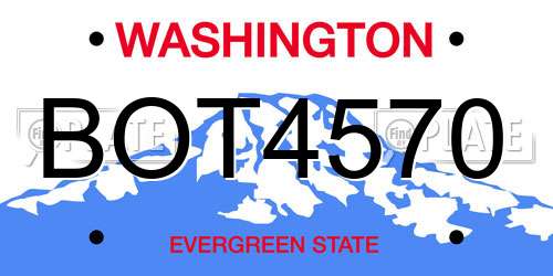 BOT4570 Washington License Plate