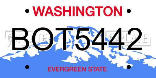 BOT5442 Washington License Plate