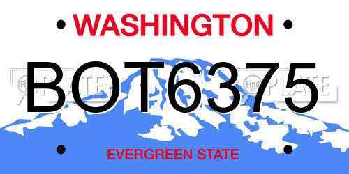 BOT6375 Washington License Plate