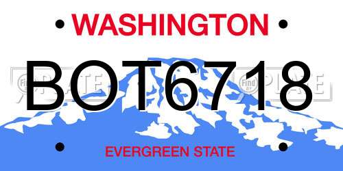BOT6718 Washington License Plate