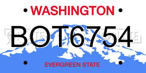 BOT6754 Washington License Plate