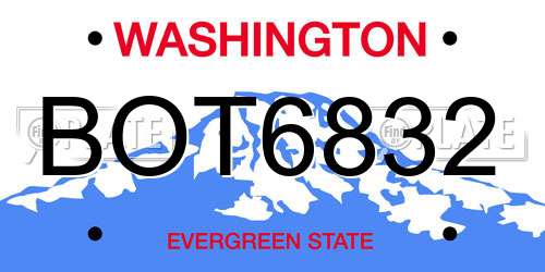 BOT6832 Washington License Plate