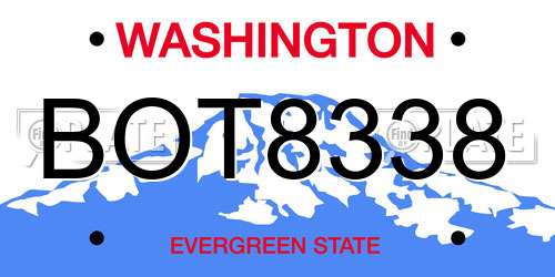 BOT8338 Washington License Plate