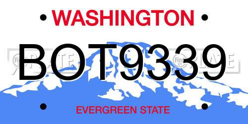 BOT9339 Washington License Plate