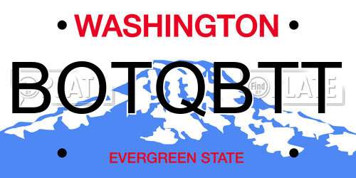 BOTQBTT Washington License Plate