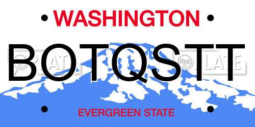 BOTQSTT Washington License Plate