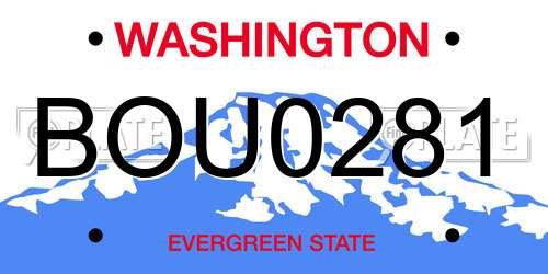 BOU0281 Washington License Plate