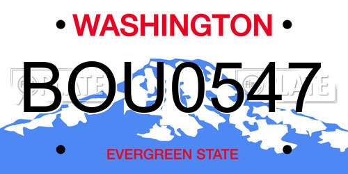BOU0547 Washington License Plate