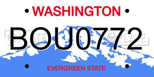BOU0772 Washington License Plate